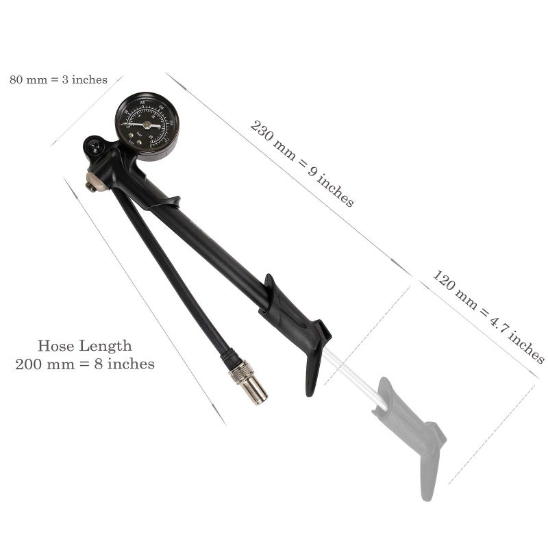 DNM High Pressure 300 PSI(20 BAR) Max Front Fork & Rear Shock Suspension Portable Mini Pump with Air Bleed Button - Image 2